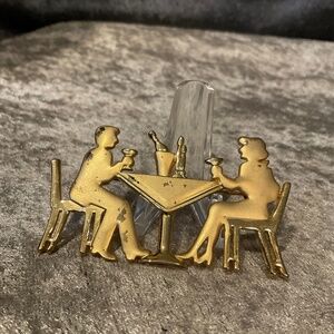 Vintage Gold Couple on a Date Pin